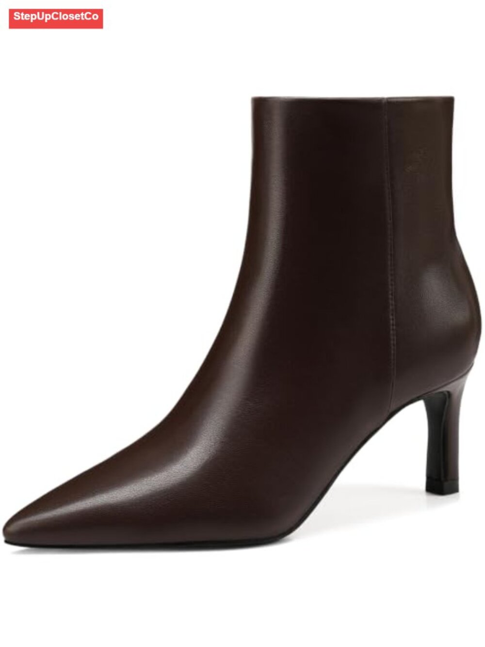 Pointed Toe Kitten Heel Ankle Boots PU Leather Comfortable Booties